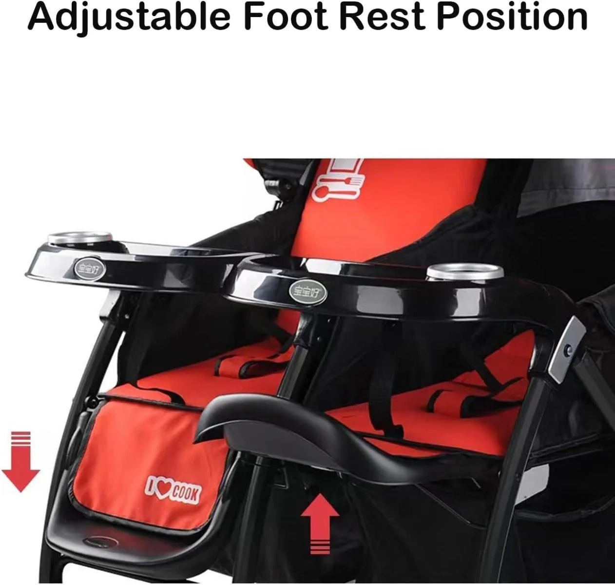 Little Bunnies Twin Pram with Independent Reclining Seats | Lightweight Foldable Double Stroller | XL Canopy | Swivel Wheels | Parent Cup Holder | Spacious Storage Basket