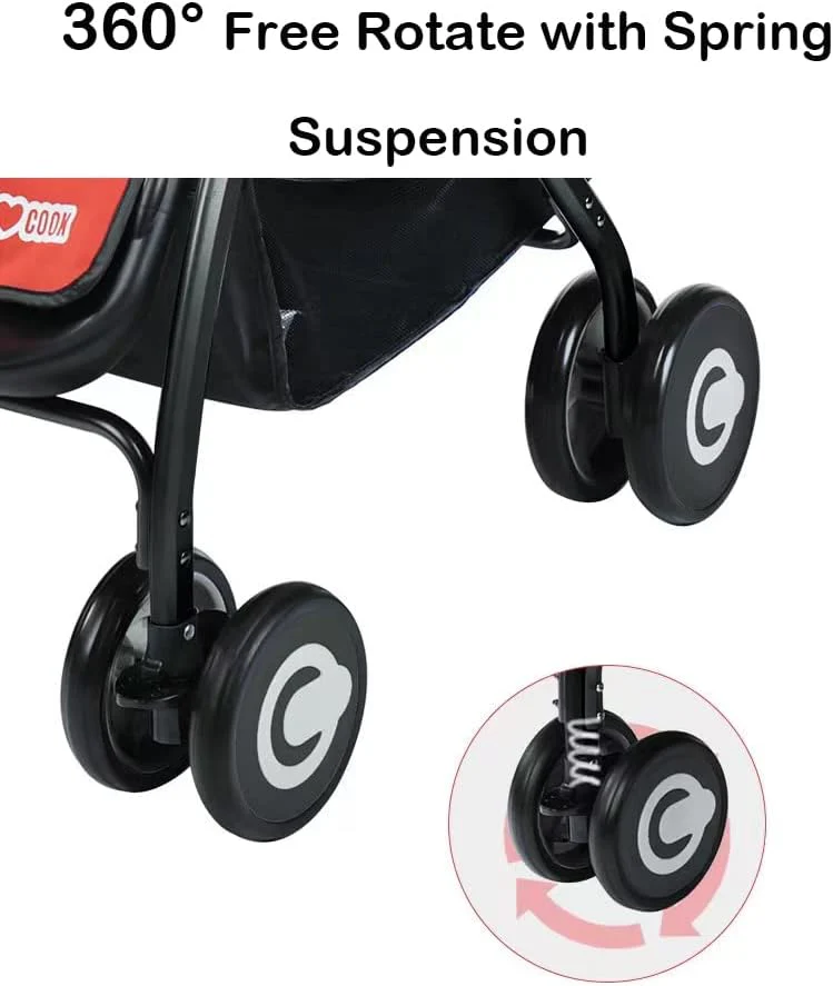 Little Bunnies Twin Pram with Independent Reclining Seats | Lightweight Foldable Double Stroller | XL Canopy | Swivel Wheels | Parent Cup Holder | Spacious Storage Basket