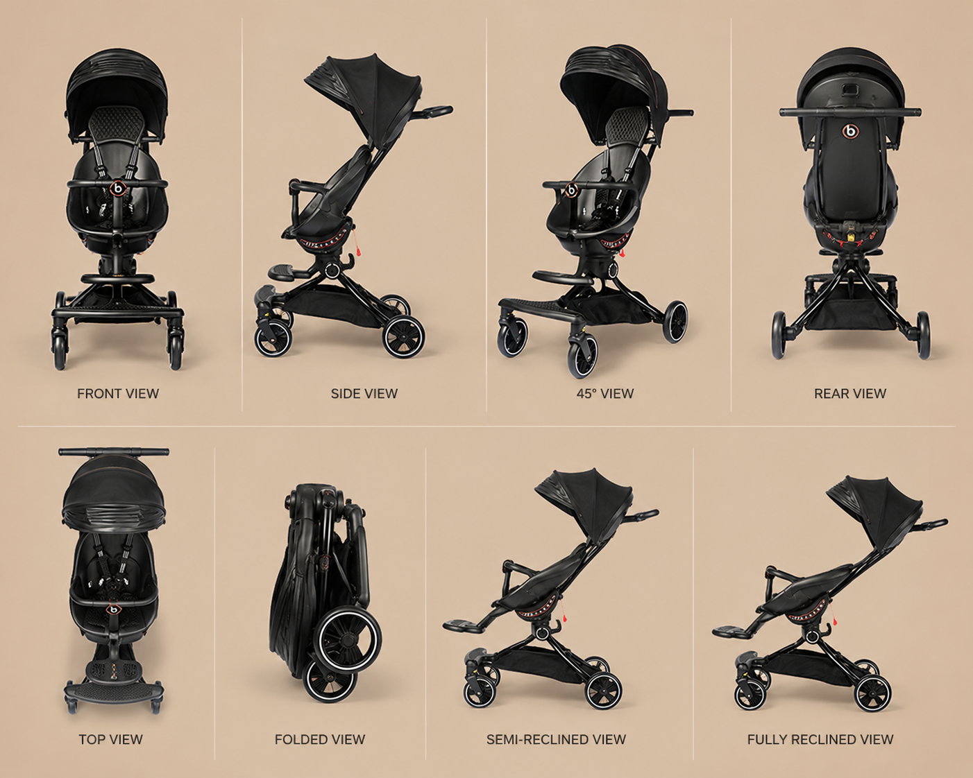 Little Bunnies Cocoon Travel Stroller | Reversible 360° Rotating Seat | Adjustable Handle | Shock Absorbing Wheels | Foldable Baby Pram