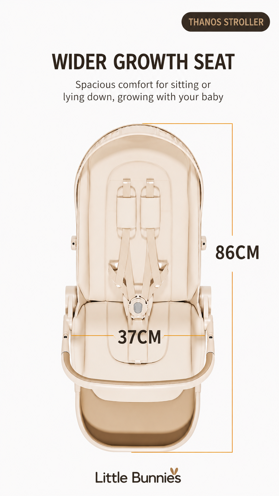 Little Bunnies Thanos Stroller | Premium Travel Baby Stroller | Compact Fold | Reversible Seat | Multi-Position Canopy | Smooth Suspension