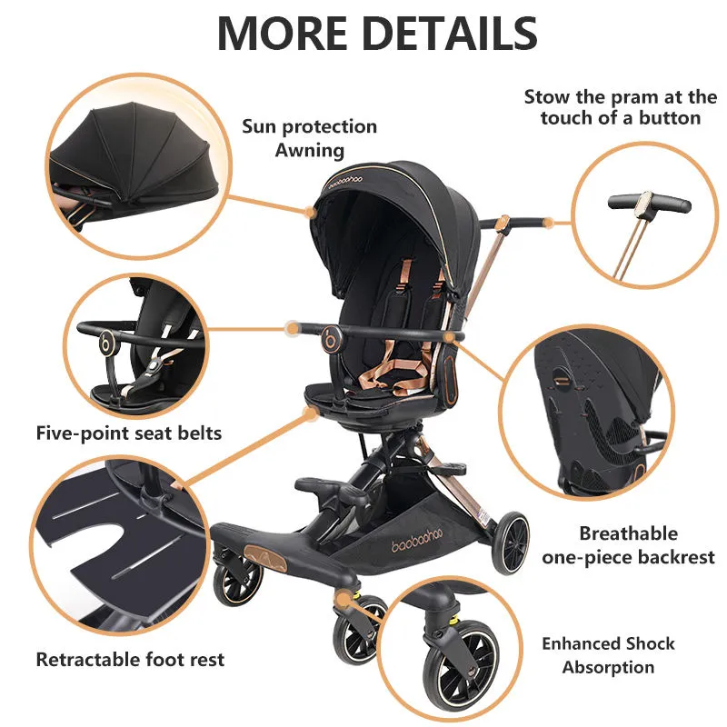 Little Bunnies Comfy Rider Pro Baby Stroller | 360° Rotating Reversible Seat | Ultra Lightweight Aluminium Frame | UPF 50++ Canopy | One-Touch Fold | Travel Friendly