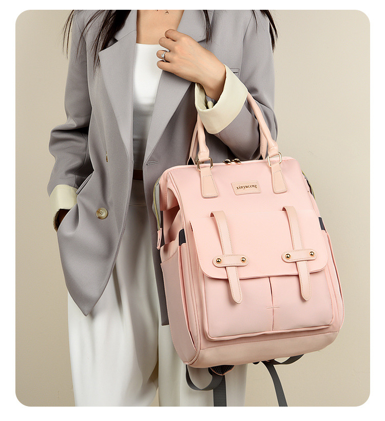 Dual Front Belt Accent Pockets Diaper Bag