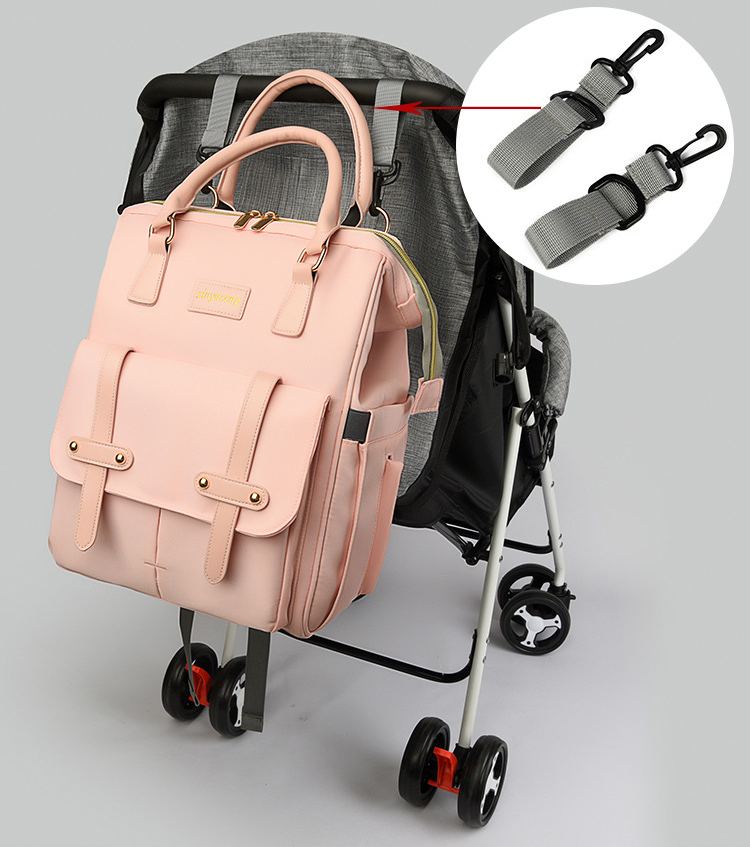 Dual Front Belt Accent Pockets Diaper Bag