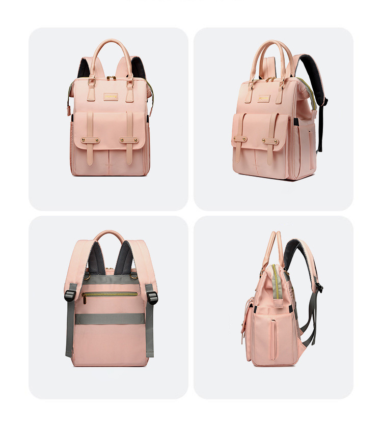 Dual Front Belt Accent Pockets Diaper Bag