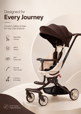 Reversible 360° Rotating Seat | Adjustable Handle | Shock Absorbing Wheels | Foldable Baby Pram | Aluminium Alloy Frame | 16 Months to 15 Kg | 4 Layers Canopy | Breathable Leather Pillows | Egg Shell Holders | Free Cotton Pads