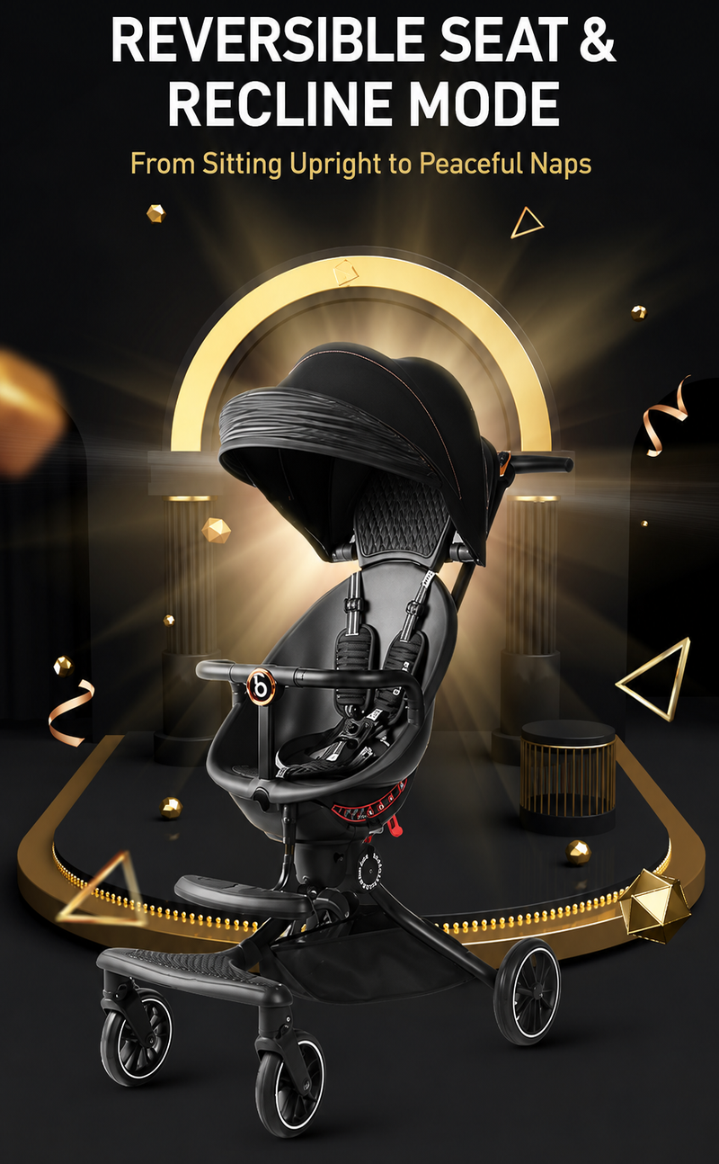 Egg Shell Design | Lightweight Foldable Baby Stroller | Aluminium Frame | Compact Travel Design | Premium Baby Pram | 6 Months to 15 Kg | 360° Smart Rotating Seat | Adjustable Push Handle | Multi Position Reclining Seat