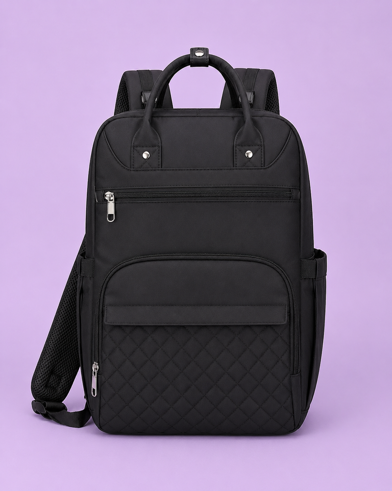 Large Capacity Storage | Wide Doctor-Style Opening | Waterproof Wet & Dry Pocket | Multiple Interior Organizers | Quick-Access Front Pockets | Built-in Wipes Pocket | Elastic Side Bottle Pocket | Hidden Anti-Theft Pocket | Padded Shoulder Straps