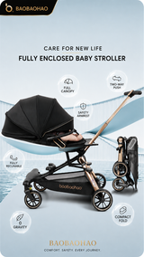  360° Rotating Reversible Seat | Ultra Lightweight Aluminium Frame | UPF 50++ Canopy | Pyramid Mechanism Structure for stability | Electroplated Push handle | Magnetic Peek a Boo Window | Auto Lock Folding