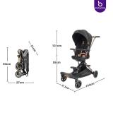  360° Rotating Reversible Seat | Ultra Lightweight Aluminium Frame | UPF 50++ Canopy | Pyramid Mechanism Structure for stability | Electroplated Push handle | Magnetic Peek a Boo Window | Auto Lock Folding