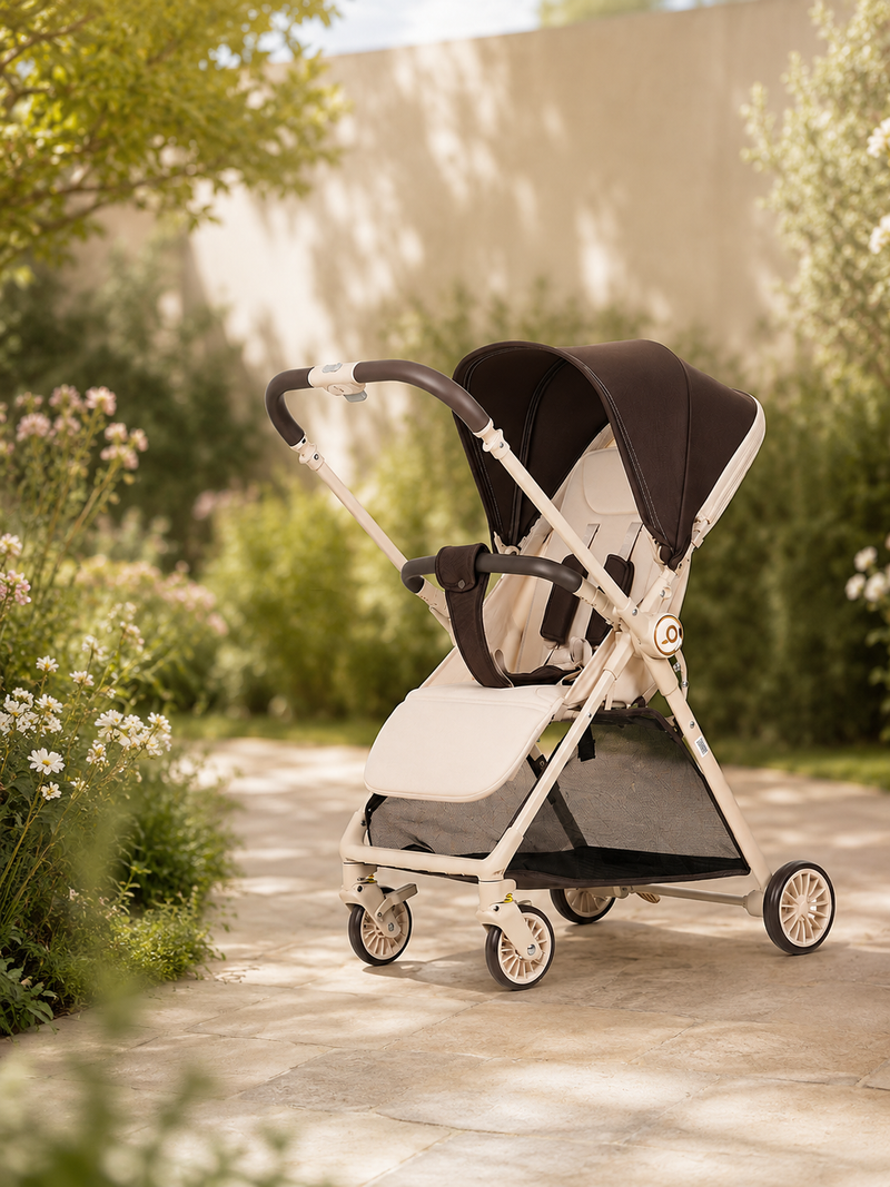 Two Way Handle Reversible Baby Stroller | Parent-Facing & Forward-Facing | Compact Fold | Lightweight Design | Enhanced Shock Absorption | Dual Wheel Locks for Safety | 0-3 Years | High Carbon Steel Frame